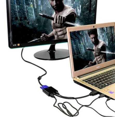 Адаптер - переходник HDMI – VGA - USB2.0 - jack 3.5mm (AUX), черный