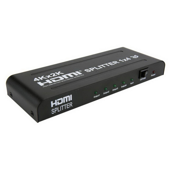 Адаптер - разветвитель - сплиттер 1×4 HDMI PRO, UltraHD 4K, активный, черный Адаптер - разветвитель - сплиттер 1×4 HDMI PRO, UltraHD 4K, активный, черный