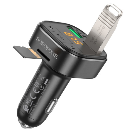 Автомобильный Bluetooth FM-проигрыватель - MP3 плеер BOROFONE BC43, 1А, 2 USB, картридер TF, черный