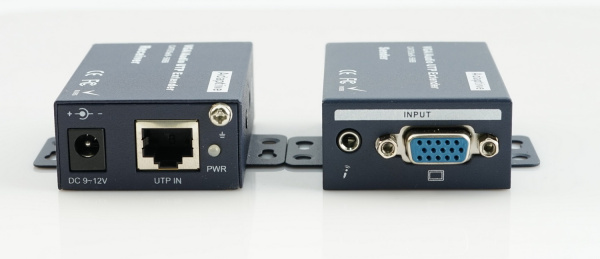 Удлинитель сигнала VGA по витой паре RJ45 (LAN) до 300 метров, активный, комплект, черный Удлинитель сигнала VGA по витой паре RJ45 (LAN) до 300 метров, активный, комплект, черный