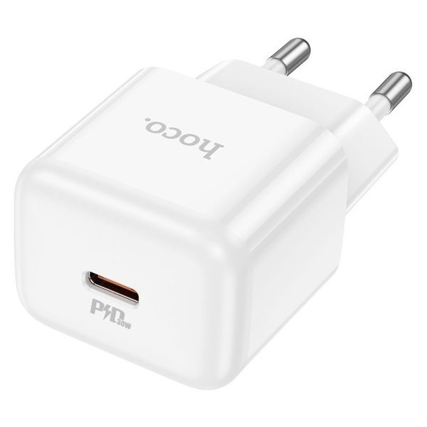 Зарядное устройство сетевое - блок питания HOCO N32, USB Type-C PD30W, белый Зарядное устройство сетевое - блок питания HOCO N32, USB Type-C PD30W, белый