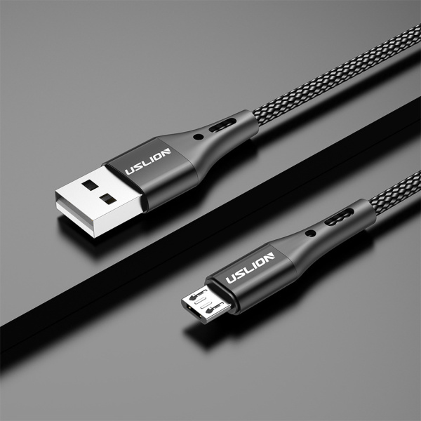 Зарядный USB дата кабель USLION MicroUSB для быстрой зарядки, 2.4A, 1м, черный Зарядный USB дата кабель USLION MicroUSB для быстрой зарядки, 2.4A, 1м, черный
