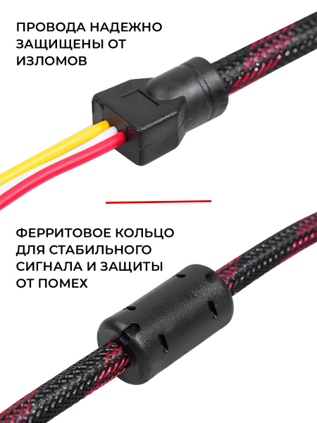 Кабель - переходник HDMI - 3x RCA (AV белый-красный-желтый), 1,5 метра, в оплетке Кабель - переходник HDMI - 3x RCA (AV белый-красный-желтый), 1,5 метра, в оплетке