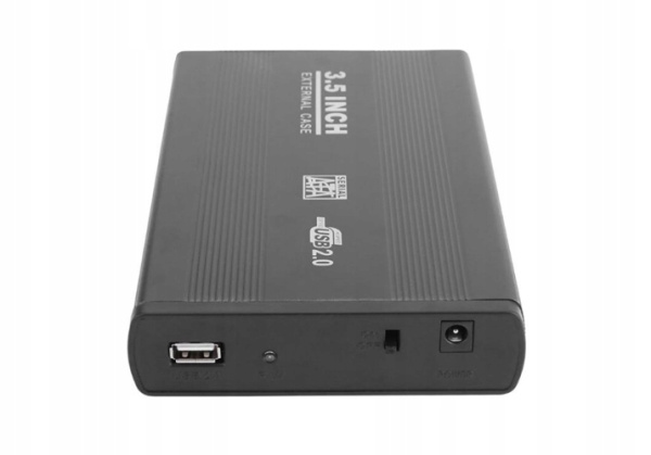 Внешний корпус - бокс SATA - USB2.0 для жесткого диска SSD/HDD 3.5”, алюминий, черный Внешний корпус - бокс SATA - USB2.0 для жесткого диска SSD/HDD 3.5”, алюминий, черный