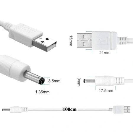 Кабель питания DC3.5*1.35mm - USB 5V1A, 1 метр