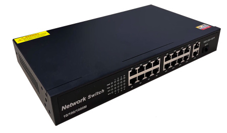 Сетевой хаб LAN - коммутатор - свитч-разветвитель на 16+2 RJ45 порта + SFP порт, 10/100/1000 Мбит/с