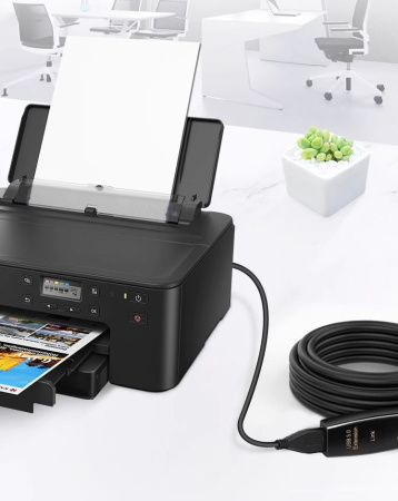 Кабель с усилителем-репитером USB3.0, папа-мама, 5 метров, черный