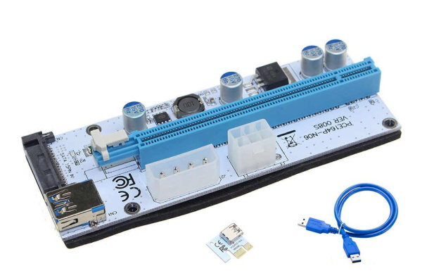 Адаптер - райзер USB3.0 PCI-E 1X на 16X, универсальный (ver.008S) Адаптер - райзер USB3.0 PCI-E 1X на 16X, универсальный (ver.008S)
