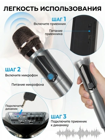 Караоке-система Аудио адаптер Hi-Fi LY18, беспроводной микрофон DM-682, комплект: 2 микрофона + приемник