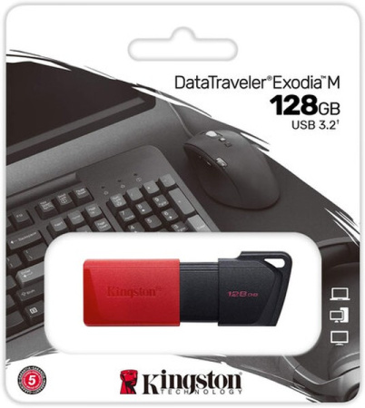 Флешка 128GB Kingston DataTraveler Exodia M, USB 3.2, черно-красный