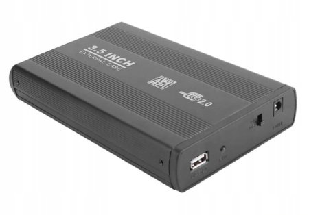 Внешний корпус - бокс SATA - USB2.0 для жесткого диска SSD/HDD 3.5”, алюминий, черный