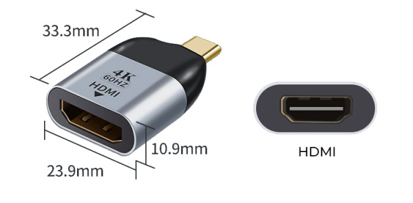 Адаптер - переходник USB3.1 Type-С - HDMI 4K 60Hz mini, серебро Адаптер - переходник USB3.1 Type-С - HDMI 4K 60Hz mini, серебро