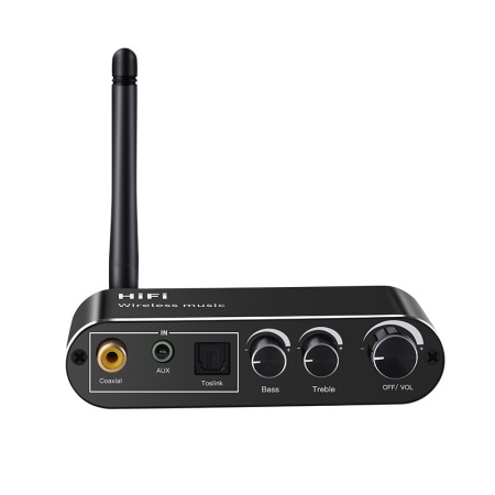 Аудио адаптер Hi-Fi T01 Bluetooth v5.1 приемник (RX) - оптика (Toslink/SPDIF) / AUX 3.5мм / USB, регулировка звука и тембра (treble/bass)
