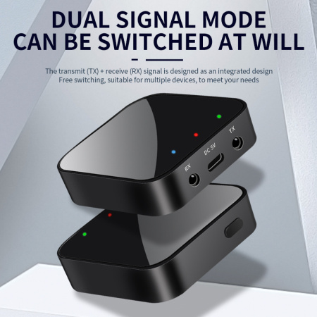Беспроводной аудио адаптер Bluetooth v5.3 RX/TX приемник-передатчик T38, черный
