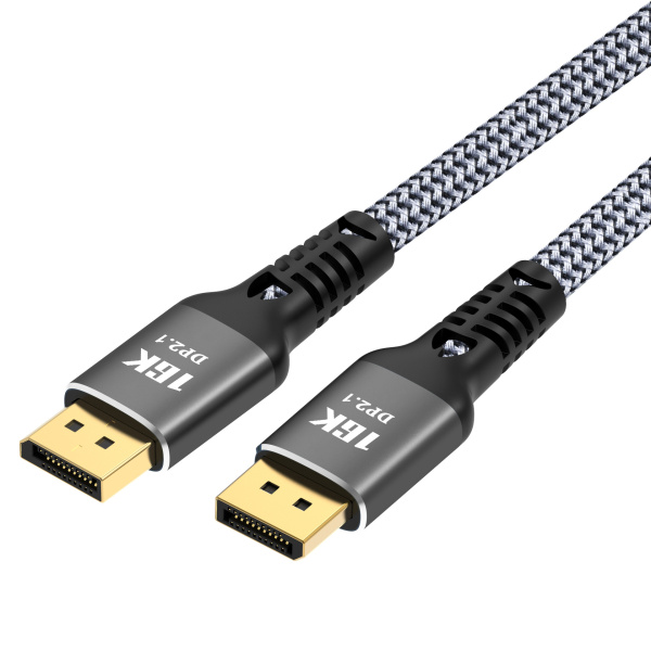 Кабель DisplayPort - DisplayPort v2.1 16K30Hz / 8K60Hz / 4K240Hz, 80Gps, 12bit, папа-папа, 2 метра, в оплетке, серый