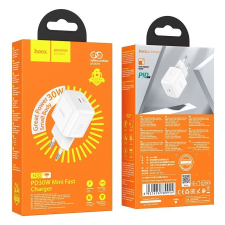 Зарядное устройство сетевое - блок питания HOCO N32, USB Type-C PD30W, белый