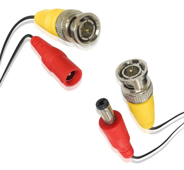 Кабель для видеонаблюдения BNC+DC, внешний диаметр 4мм, медь, 25 метров, черный