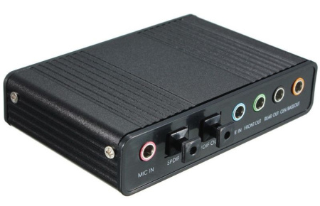 Звуковой адаптер - внешняя звуковая карта USB 3D 5.1/7.1-канальная, 3x jack 3.5mm (AUX)