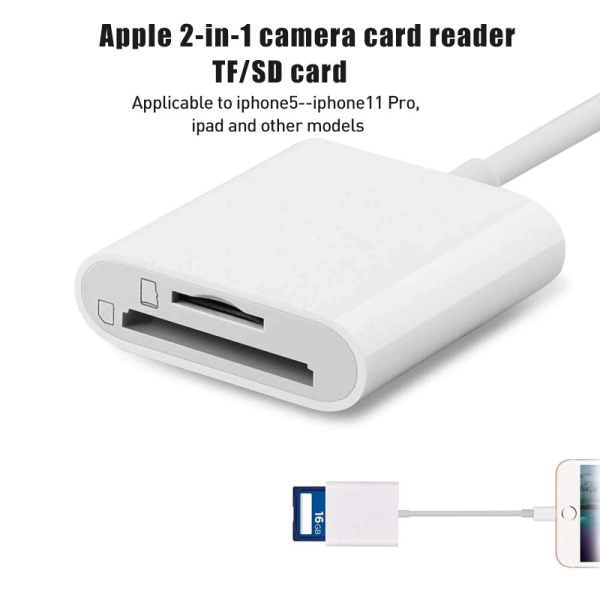 Адаптер - переходник Lightning - картридер TF/SD, белый Адаптер - переходник Lightning - картридер TF/SD, белый