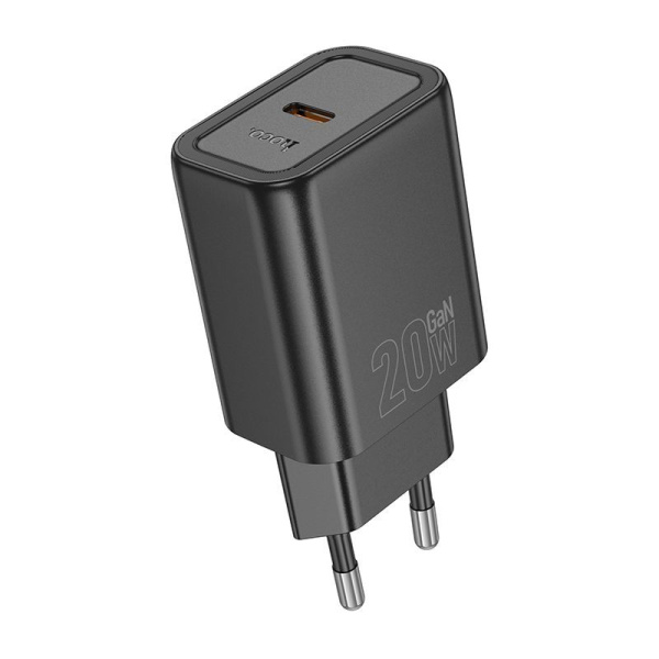 Зарядное устройство сетевое - блок питания HOCO N60, USB Type-C PD20W, черный Зарядное устройство сетевое - блок питания HOCO N60, USB Type-C PD20W, черный