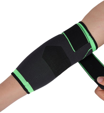 Фиксатор локтевого сустава - регулируемый бандаж на локоть - ортопедическая поддержка - спортивный компрессионный суппорт для локтя, окружность 25-27см (L), черно-зеленый Фиксатор локтевого сустава - регулируемый бандаж на локоть - ортопедическая поддержка - спортивный компрессионный суппорт для локтя, окружность 25-27см (L), черно-зеленый
