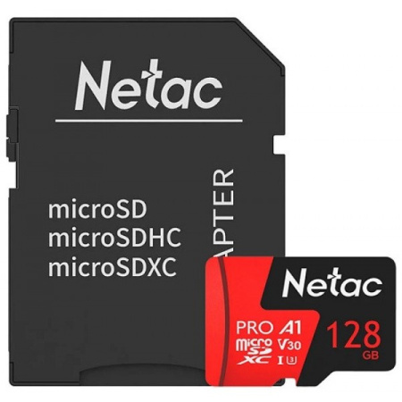 Карта памяти SDXC-micro 128GB Netac P500 Extreme PRO, класс 10, SD-адаптер