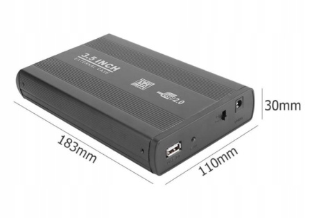 Внешний корпус - бокс SATA - USB2.0 для жесткого диска SSD/HDD 3.5”, алюминий, черный