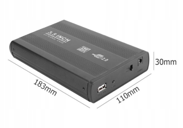 Внешний корпус - бокс SATA - USB2.0 для жесткого диска SSD/HDD 3.5”, алюминий, черный Внешний корпус - бокс SATA - USB2.0 для жесткого диска SSD/HDD 3.5”, алюминий, черный