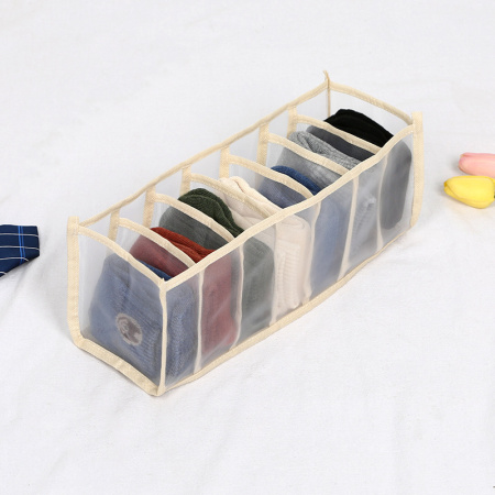 Органайзер для шкафа или комода - коробка для хранения одежды (нижнего белья, вещей), размер 32х12х12,5см, 7 отсеков, белый