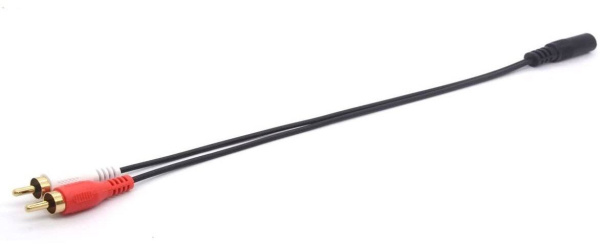 Кабель 2x RCA - jack 3.5mm (AUX), папа-мама, 0,4 метра, черный Кабель 2x RCA - jack 3.5mm (AUX), папа-мама, 0,4 метра, черный