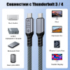 Кабель USB4.0 Type-C чип E-Marker, 8K 60Гц / 4K 144Гц, 40 Гбит/с, PD 240W (48V/5A), поддержка Thunderbolt 3/4, 0,5 метра