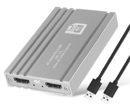 Профессиональная карта видеозахвата USB3.0 - HDMI 4K, ver.05, серебро