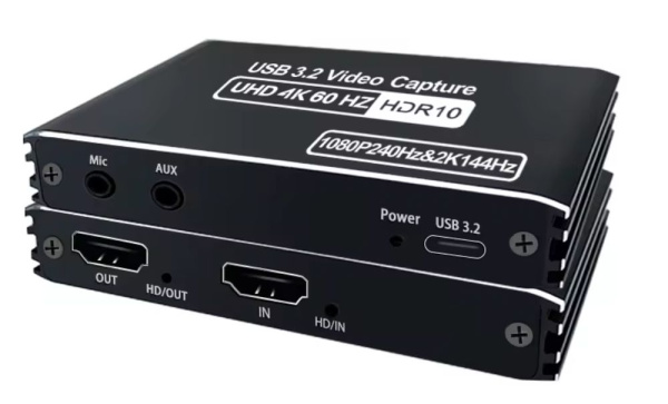 Профессиональная (игровая, стриминговая) карта видеозахвата USB3.2 HDMI запись до 4K 60Гц / 2K 144Гц / 1080p 240Гц, черный Профессиональная (игровая, стриминговая) карта видеозахвата USB3.2 HDMI запись до 4K 60Гц / 2K 144Гц / 1080p 240Гц, черный