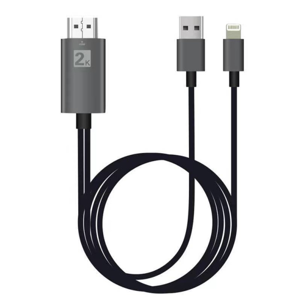 Кабель HDMI 2K - Lightning для подключения смартфона к телевизору, 1,8 метра Кабель HDMI 2K - Lightning для подключения смартфона к телевизору, 1,8 метра