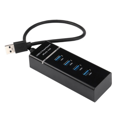 Хаб - концентратор USB3.0 - 4х USB3.0, вертикальный, с LED-индикатором, черный