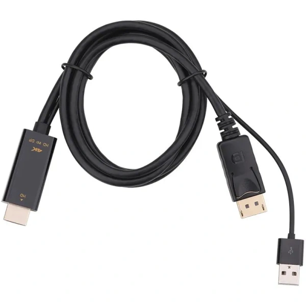 Кабель HDMI - DisplayPort - USB, UltraHD 4K, папа-папа, 1,8 метра, черный Кабель HDMI - DisplayPort - USB, UltraHD 4K, папа-папа, 1,8 метра, черный