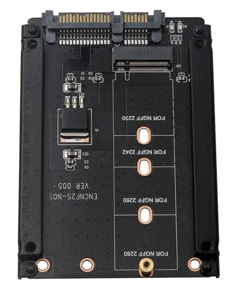 Адаптер - переходник SATA3.0 - M.2 для ПК, черный Адаптер - переходник SATA3.0 - M.2 для ПК, черный