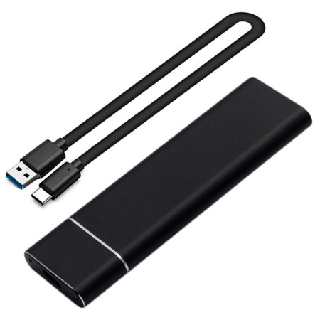 Внешний корпус - бокс для жесткого диска SSD M.2 NGFF - USB-C/USB-A, алюминий, черный