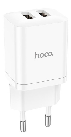 Зарядное устройство сетевое - блок питания HOCO N25, 2.1A, 2 USB, белый