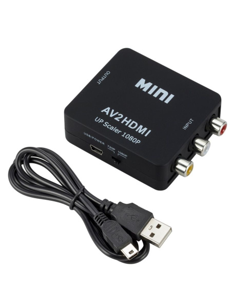 Адаптер - переходник RCA (AV) на HDMI, черный Адаптер - переходник RCA (AV) на HDMI, черный