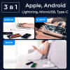Универсальный зарядный кабель 3-в-1 USB Type-C - Lightning - MicroUSB, 3А, 1 метр, белый