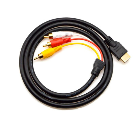 Кабель - переходник HDMI - 3x RCA (AV белый-красный-желтый), 1,5 метра