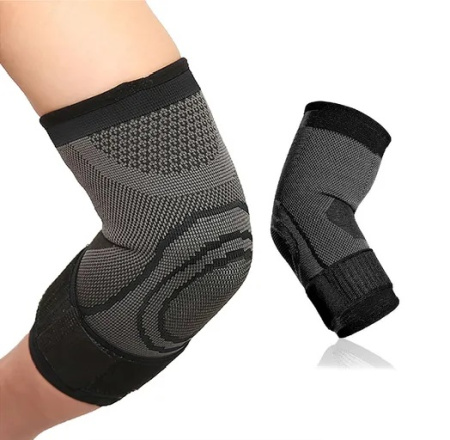 Фиксатор локтевого сустава - регулируемый бандаж на локоть - ортопедическая поддержка - спортивный компрессионный суппорт для локтя, окружность 22-24см (M), черный