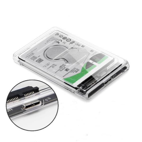 Внешний корпус - бокс SATA - MiniUSB - USB3.0 для жесткого диска SSD/HDD 2.5”, прозрачный Внешний корпус - бокс SATA - MiniUSB - USB3.0 для жесткого диска SSD/HDD 2.5”, прозрачный