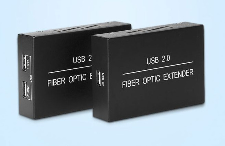 Удлинитель USB2.0 1х2 по оптическому SC кабелю до 10км, комплект, черный