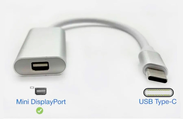 Адаптер - переходник USB3.1 Type-C - Mini DisplayPort, серебро Адаптер - переходник USB3.1 Type-C - Mini DisplayPort, серебро