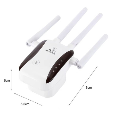 Адаптер - репитер, повторитель, усилитель Wi-Fi сигнала ver.03, до 300 Мбит/с, 4 антенны, белый