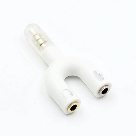 Адаптер - переходник jack 3.5mm (AUX) - 2x jack 3.5mm (AUX), наушники / микрофон, белый