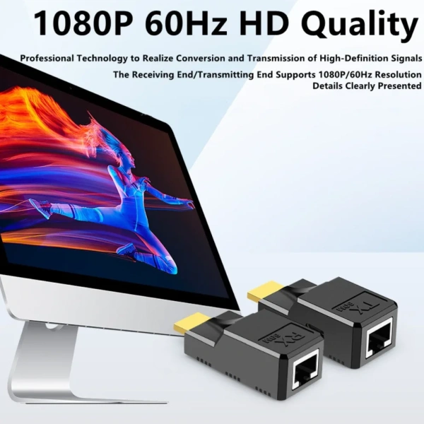 Удлинитель сигнала HDMI по витой паре RJ45 (LAN) MINI до 60 метров, активный, FullHD 1080p, комплект, черный Удлинитель сигнала HDMI по витой паре RJ45 (LAN) MINI до 60 метров, активный, FullHD 1080p, комплект, черный