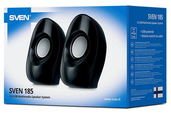 Колонки - акустическая система 2.0 SVEN 185, 6Вт, чёрный Колонки - акустическая система 2.0 SVEN 185, 6Вт, чёрный